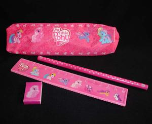 Came with a small pencil case, pencil & ruler

