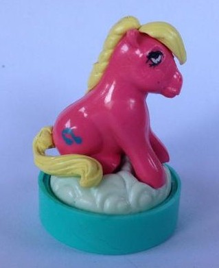 Orange earth pony w/ yellow hair. Blue musical note
